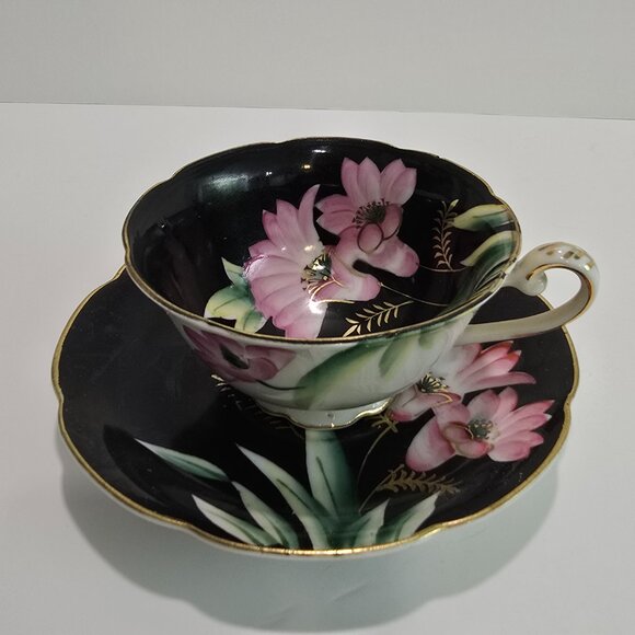 Maruki China - Vintage Teacup & Saucer Set, Hand-Painted Pink Orchids - Picture 2 of 7